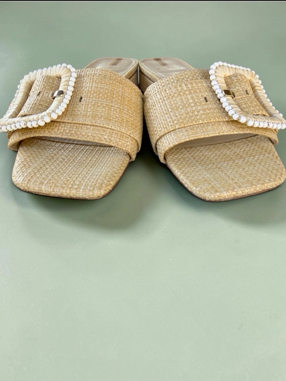 Sam Edelman Raffia Deacon Buckle Slide Sandals - Size 8.5 - Picture 13 of 14